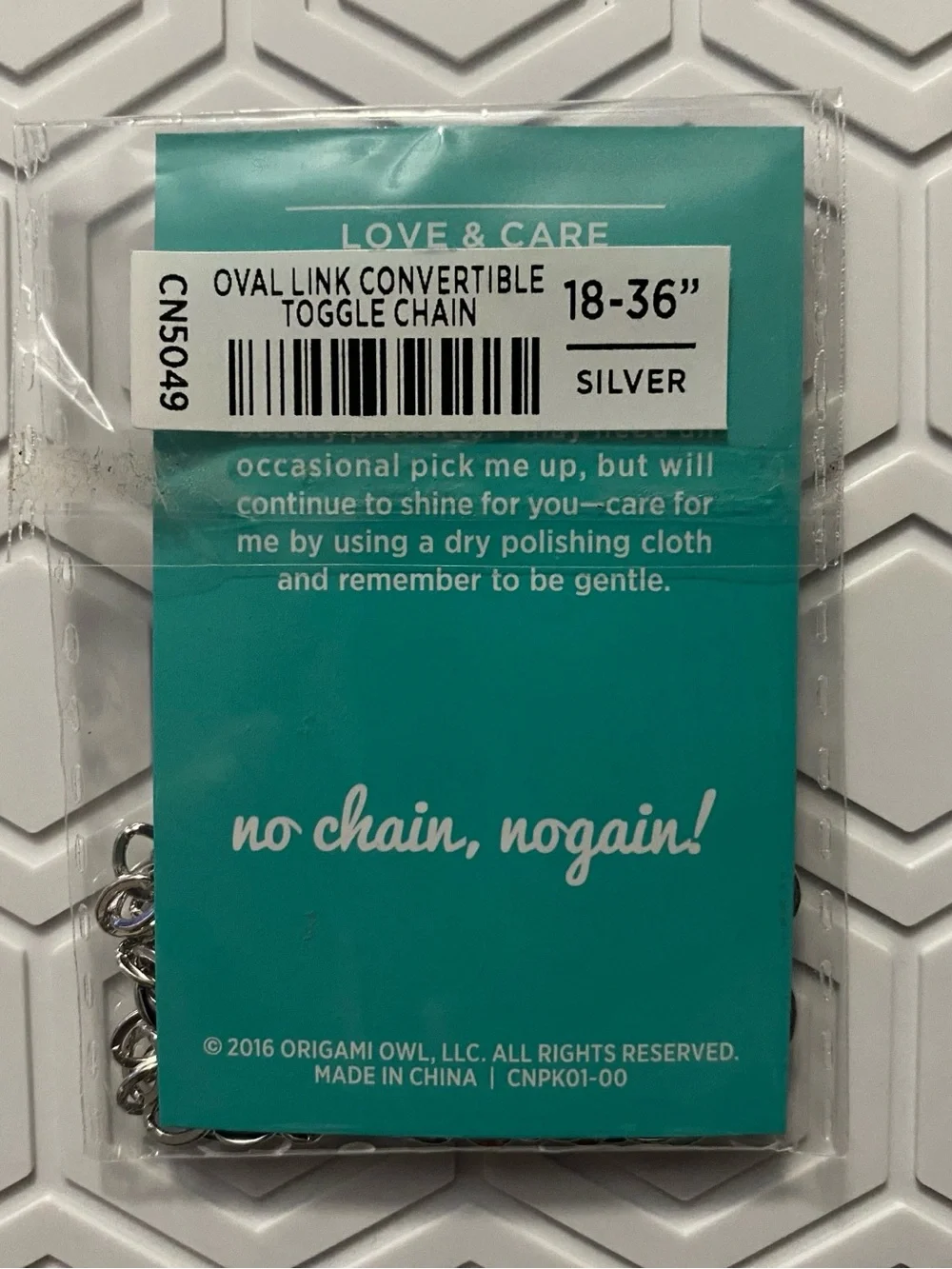 Origami Owl Silver Oval Link Convertible Toggle Necklace w/ Lobster Clasp Charm